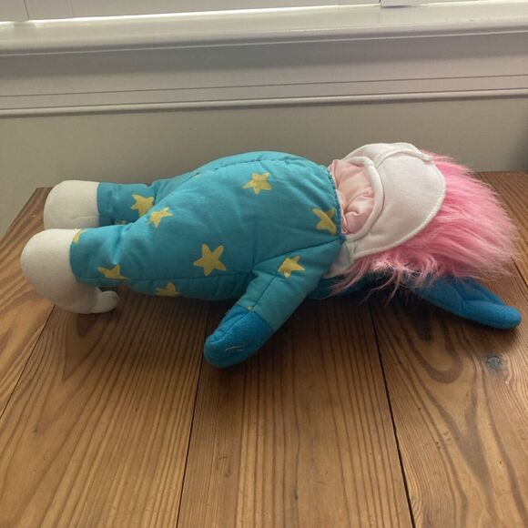 Dakin Blue Alien Wizard Hand Puppet Vintage Stars Pink Hair 1987 French Canada - Picture 9 of 16